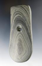 4 1/8" Banded Slate Keyhole Pendant found in Wood Co., Ohio.  Ex. Tom Sekula.