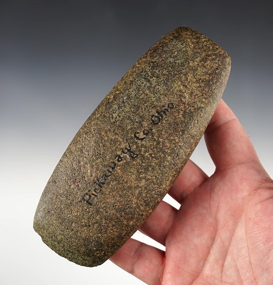 5 7/8" heavily patinated hardstone Celt recovered in Pickaway Co., Ohio.