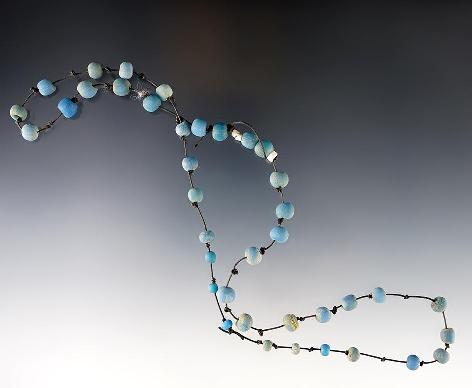 20" Strand of Blue Round Beads found at the Blood Hill Site, Onondaga, New York.