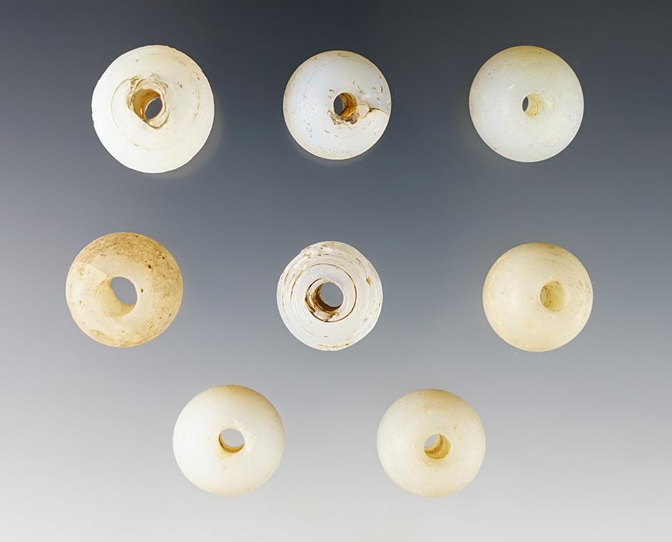 Set of 8 Opal Wire Wound Beads found at the Townley Reed Site, Geneva, New York.