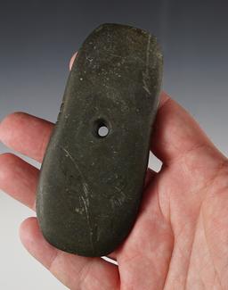 Fine 4 3/16" uniquely tallied Keyhole Pendant found in Shelby Co., Ohio.