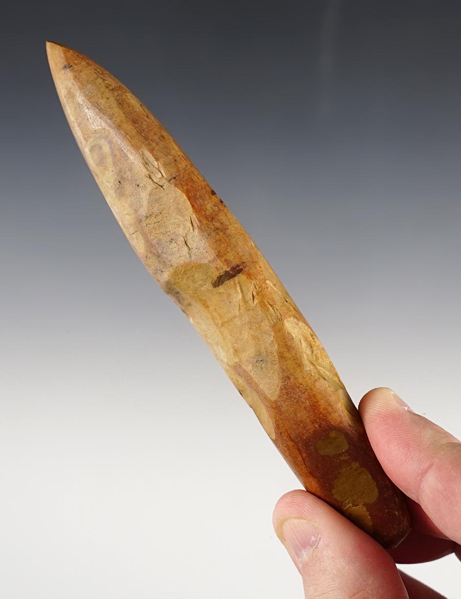 5 3/8" highly polished Kaolin flint Chisel found in Western Kentucky. Made from colorful flint.