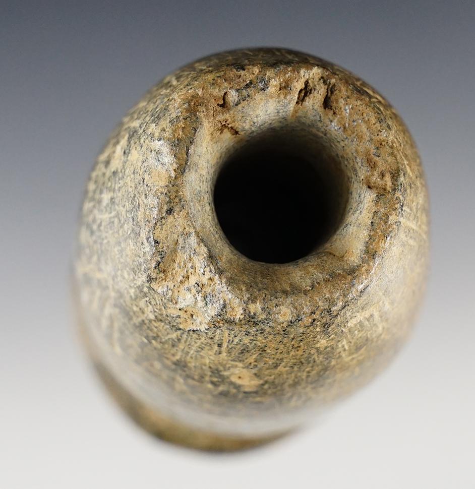 Well styled and nicely patinated 4  7/8" Steatite Tube Pipe with a bird engraving- Tennessee.