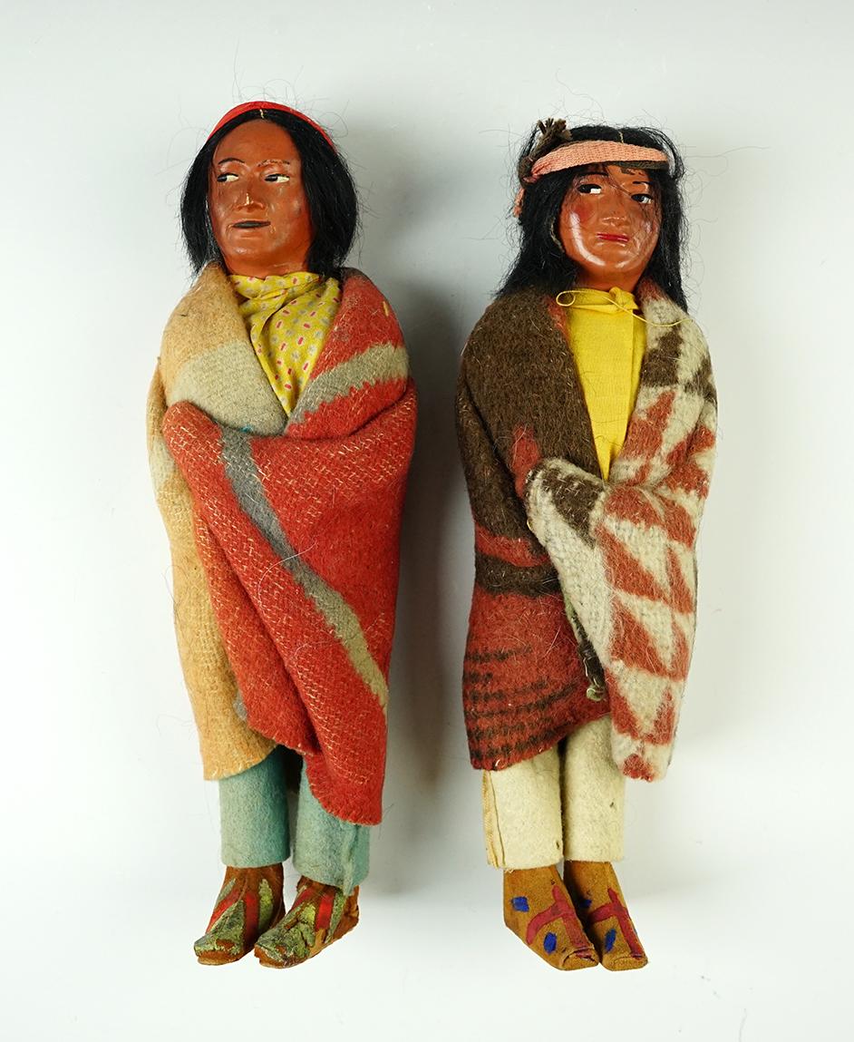 Pair of Vintage Indian Dolls, largest is 9 1/2" tall.