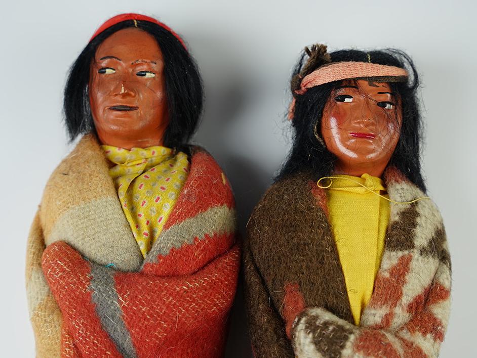 Pair of Vintage Indian Dolls, largest is 9 1/2" tall.