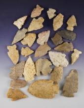 Set of 25 assorted points found in Hardy, Arkansas by Henry Hudson Norman Jr. in the 1930's.