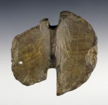 3 5/8" tall Wing Bannerstone - anciently salvaged on one wing. Franklin Co., Ohio. Ex. Wehrle.