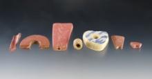 Set of 7 assorted beads found at White Springs, Geneva, New York. Largest is 1 9/16".