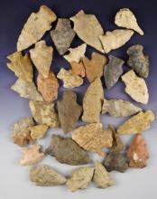 Set of 32 assorted points found in Hardy, Arkansas by Henry Hudson Norman Jr. in the 1930's.