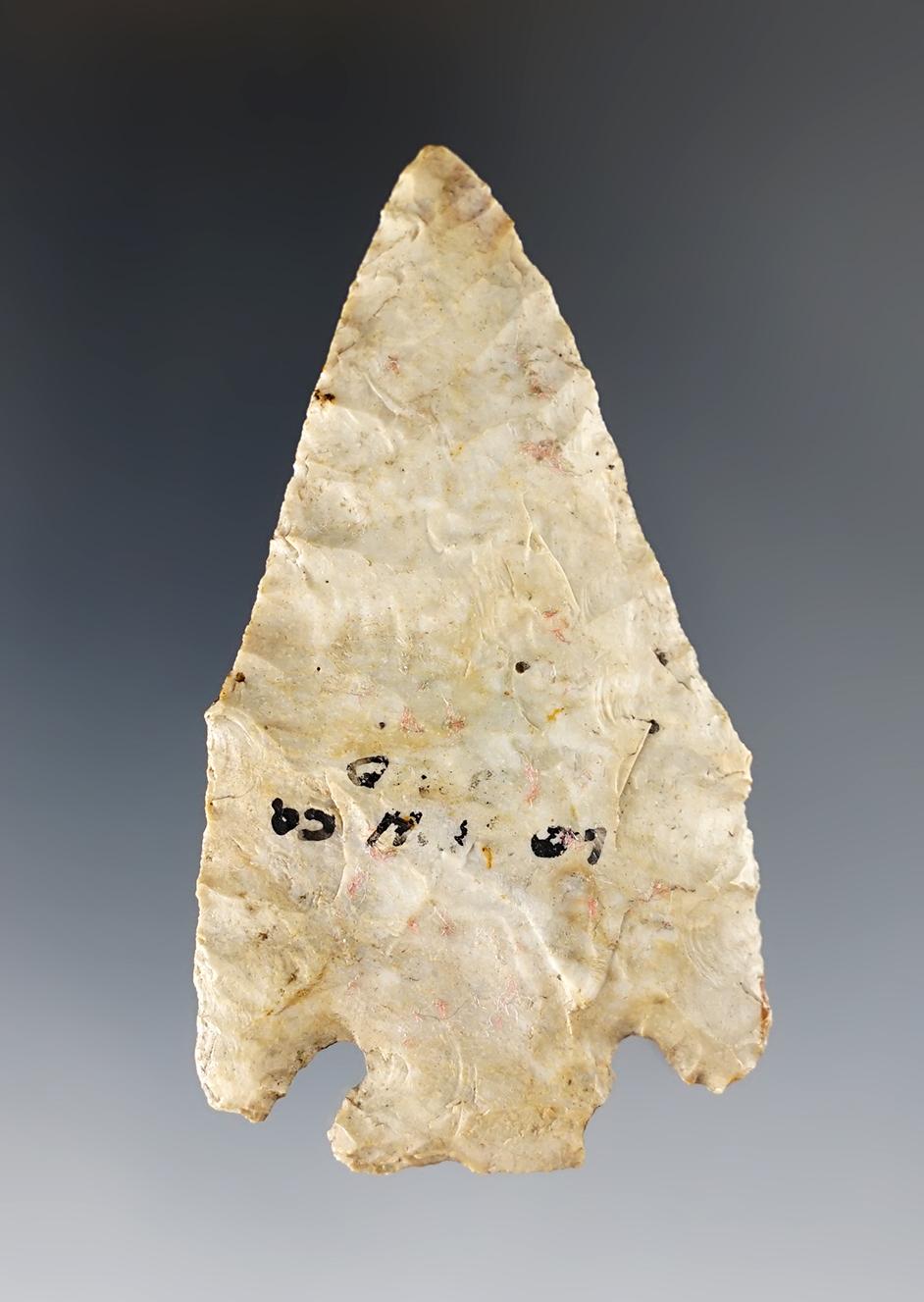 2 3/4" Pentagonal found in Lorain Co., Ohio. Ex. Colonel Raymond Vietzen.  Davis COA.