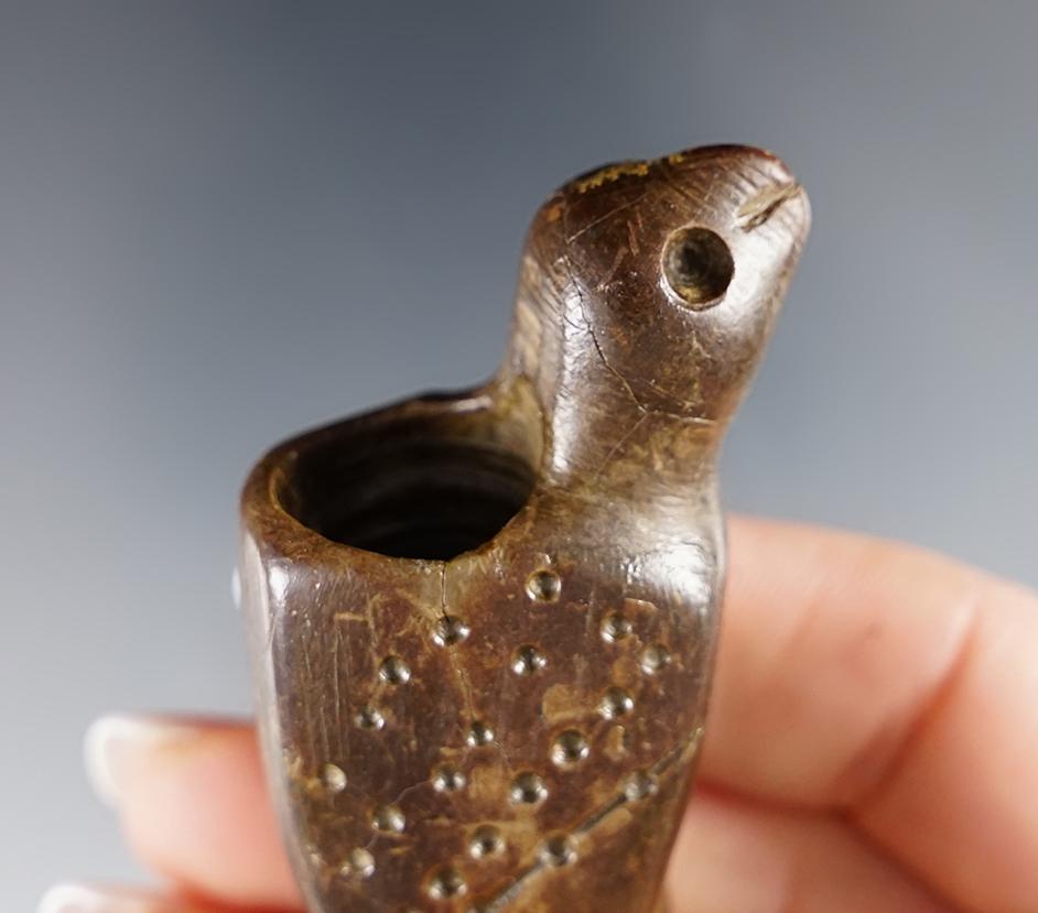 Sale Highlight! Reeve Village Site Bird Effigy Pipe. 2 9/16". Lake Co., OH. Pictured - book included