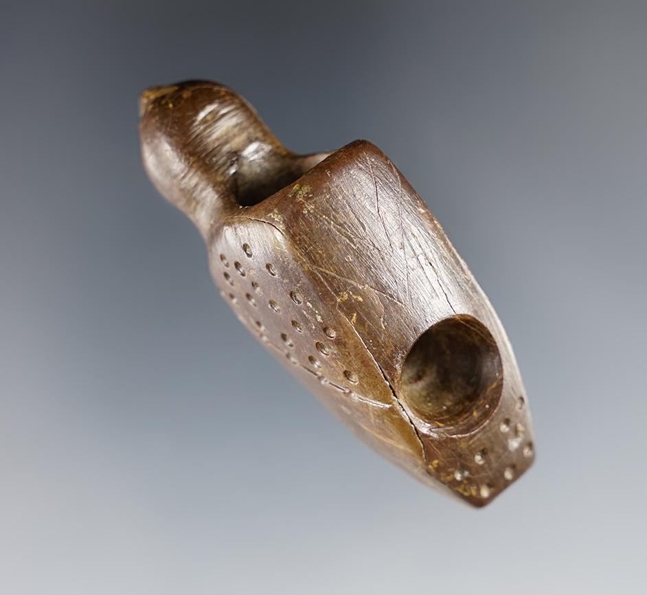 Sale Highlight! Reeve Village Site Bird Effigy Pipe. 2 9/16". Lake Co., OH. Pictured - book included