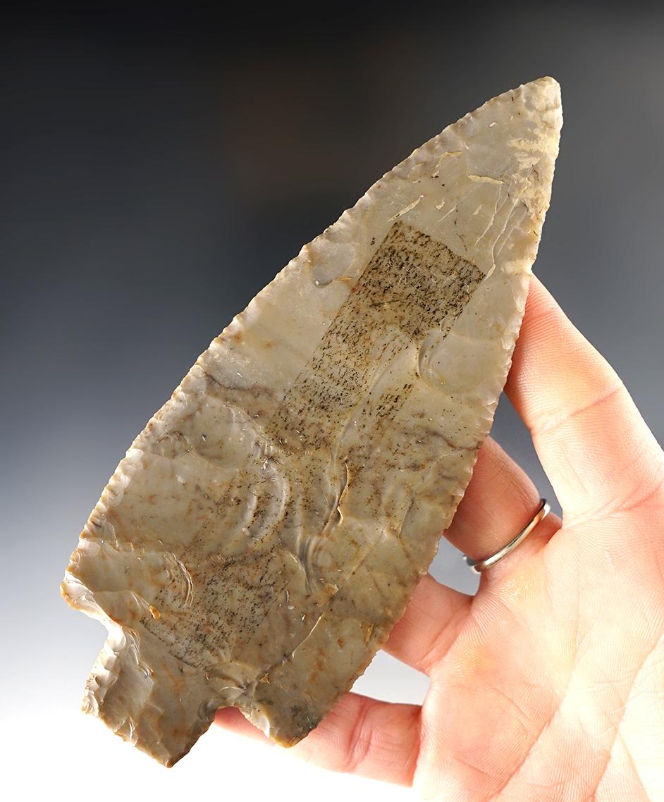 Incredibly thin 5 11/16" Ohio Adena - Flint Ridge Flint. Ex. Archie Diller, Owen Davis. Pictured!