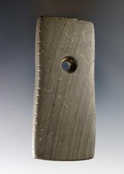 3 5/8" Trapezoidal Pendant - Banded Slate. Warren Co., Ohio - Many tallies. Ex. John Lutz.