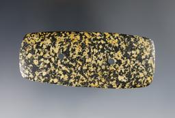 3 11/16" Rectangular Gorget made from yellow and black Porphyry - Allen Co., Ohio. GIRS COA.