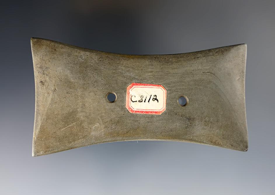 4” x 2 3/16” Quadra-Concave Gorget - green Slate, minor edge buffing as stated on the COA.