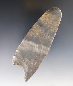 4 9/16" Lanceolate Knife found in Allen Co., Ohio - heavily patinated Hornstone. Dickey COA.