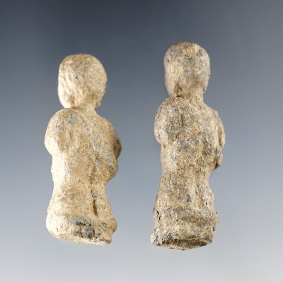 Pair of molded figures made from the ends of handles. Power House Site in Lima, New York.