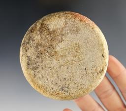 2 7/8" diameter well patinated double cupped Discoidal found in Pike Co., Illinois.