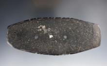 Thin 5 7/8" Cannel Coal Gorget - tallied on 2 edges. Greyson Co., Kentucky. Ex. Hinton, Hudson.