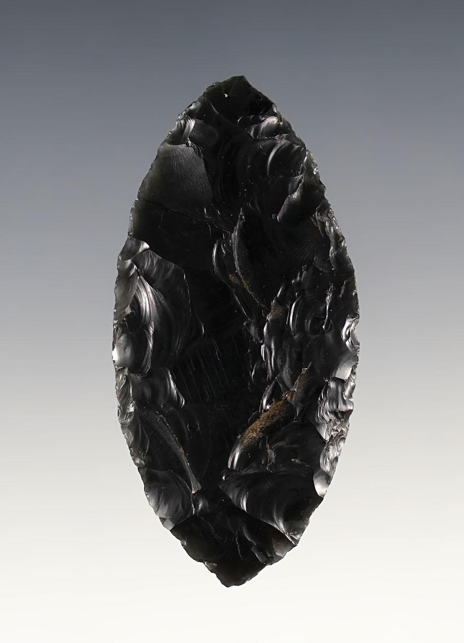 2 1/2" Obsidian Blade found in the 1950's near Crump Lake, Warner Valley, Lake Co., Oregon.