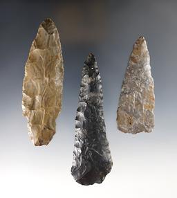 Set of 2 Blades and one Adena found in the Ohio/Indiana area. All are well patinated.