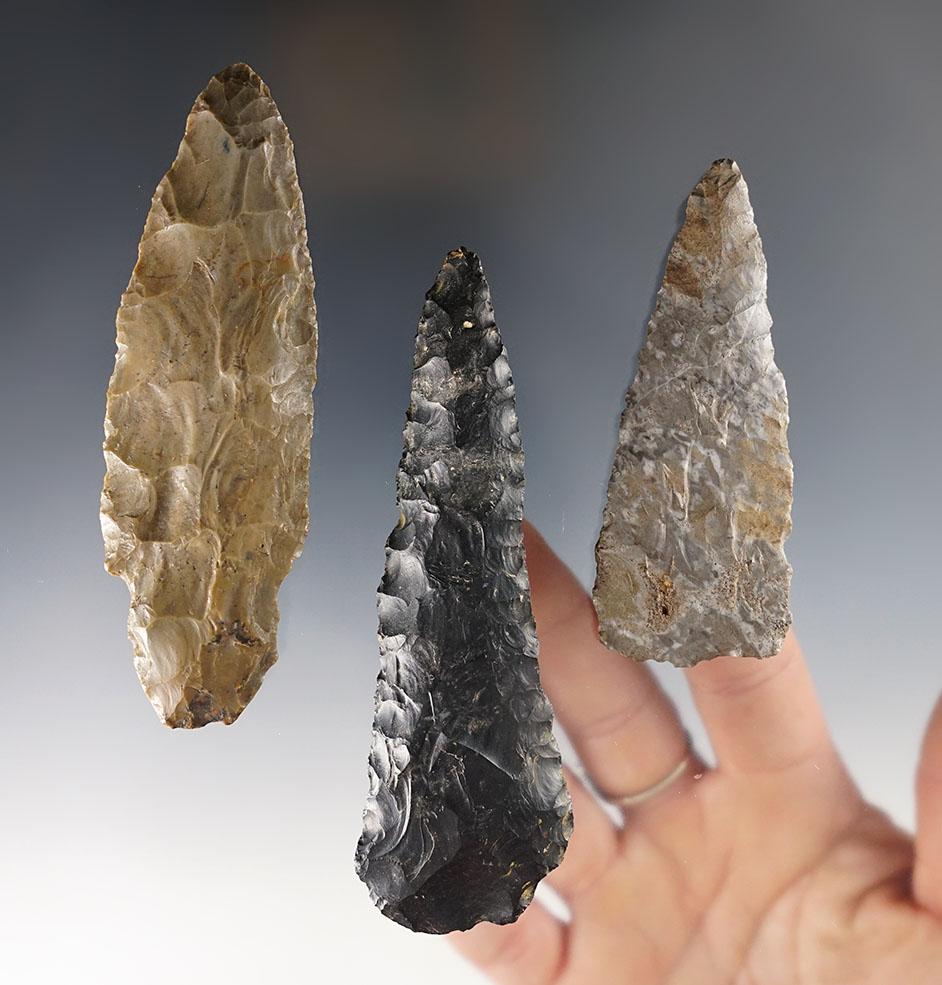 Set of 2 Blades and one Adena found in the Ohio/Indiana area. All are well patinated.