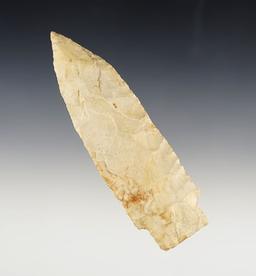 4 11/16" Etley made from Burlington Chert. Found in Madison Co., Illinois. Dickey COA