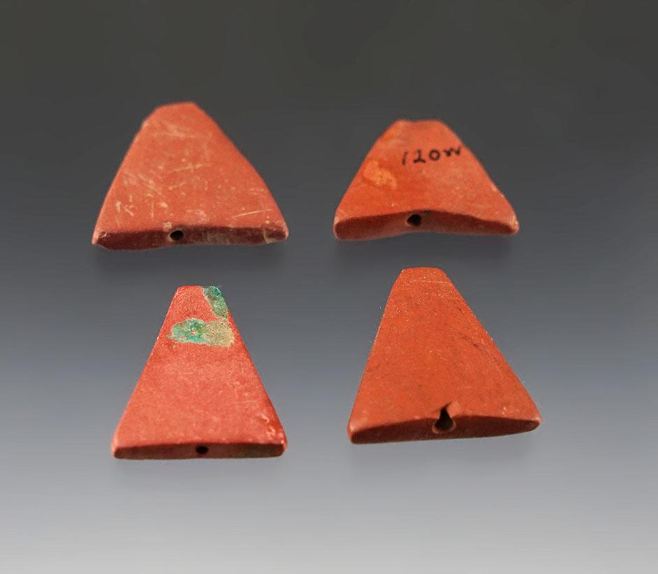 Set of 4 Trapezoidal Beads found at the Townley Reed Site in Geneva, New York.