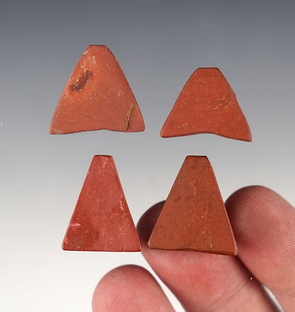 Set of 4 Trapezoidal Beads found at the Townley Reed Site in Geneva, New York.