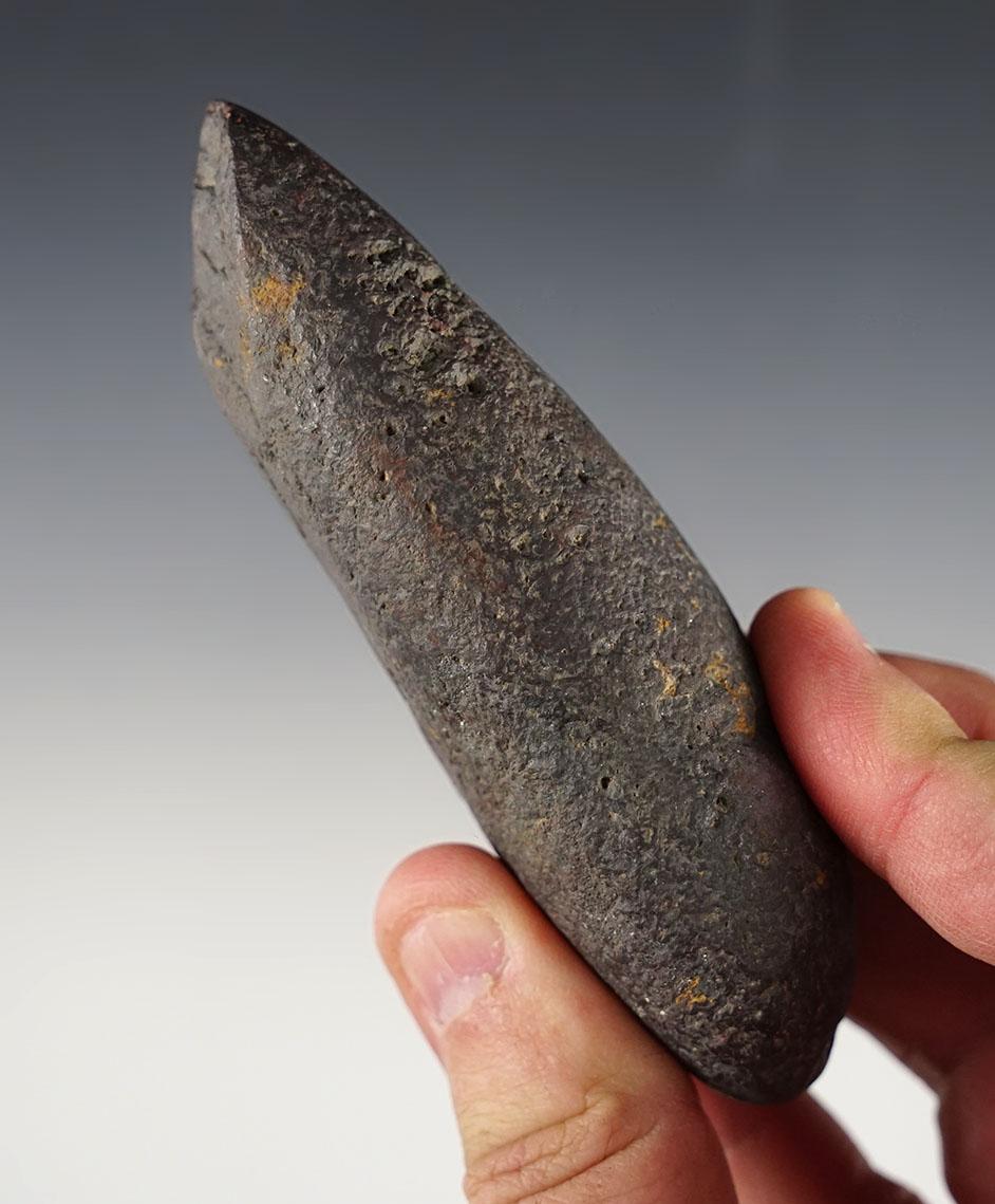 4 1/8" Hematite Celt found near the town of Buffalo, Putnam Co., West Virginia. Ex. Myres.