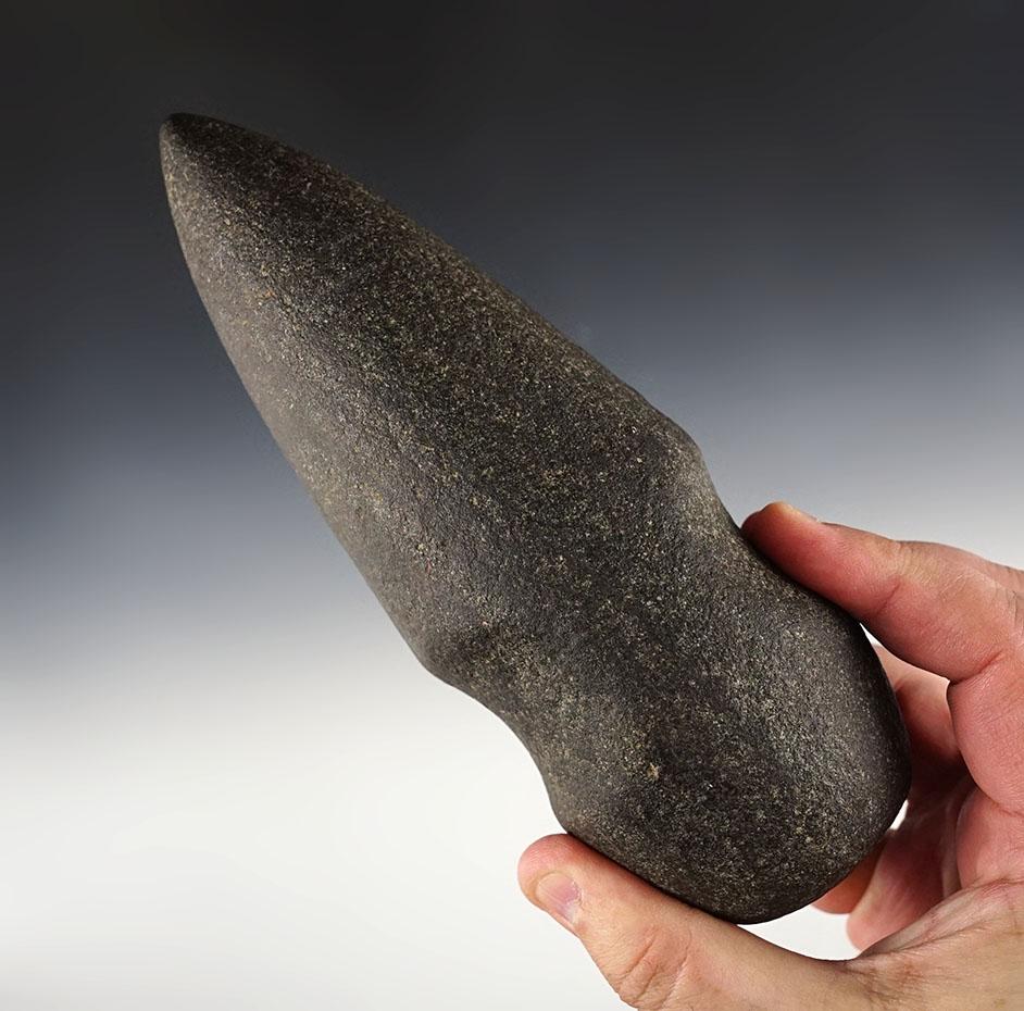 Large 7 5/8" long Hohokam 3/4 Grooved Axe found near Florence, Pinal Co., Arizona.