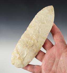 6 3/4" Knife made from Logan County Chert - Jay Co., Indiana. Restored break at mid-section.