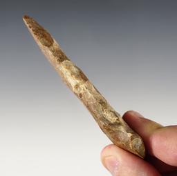 3 11/16" Archaic Thebes E-Notch Bevel made from Pipe Creek Flint. Found in Fulton Co., Ohio.
