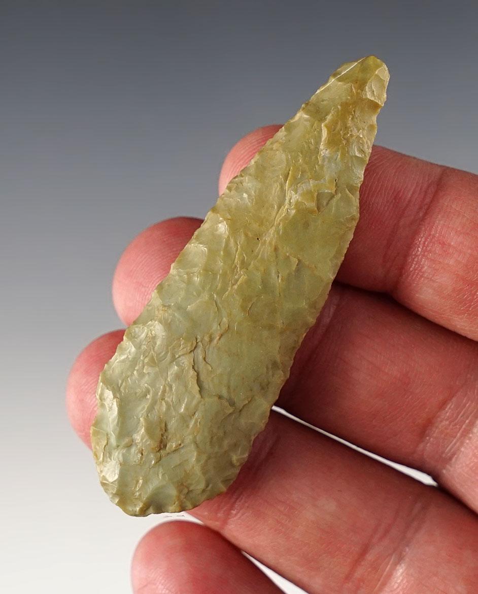 2 9/16" Knife made from Franciscan Chert. Found in Fort Rock Valley, Lake Co., Oregon.