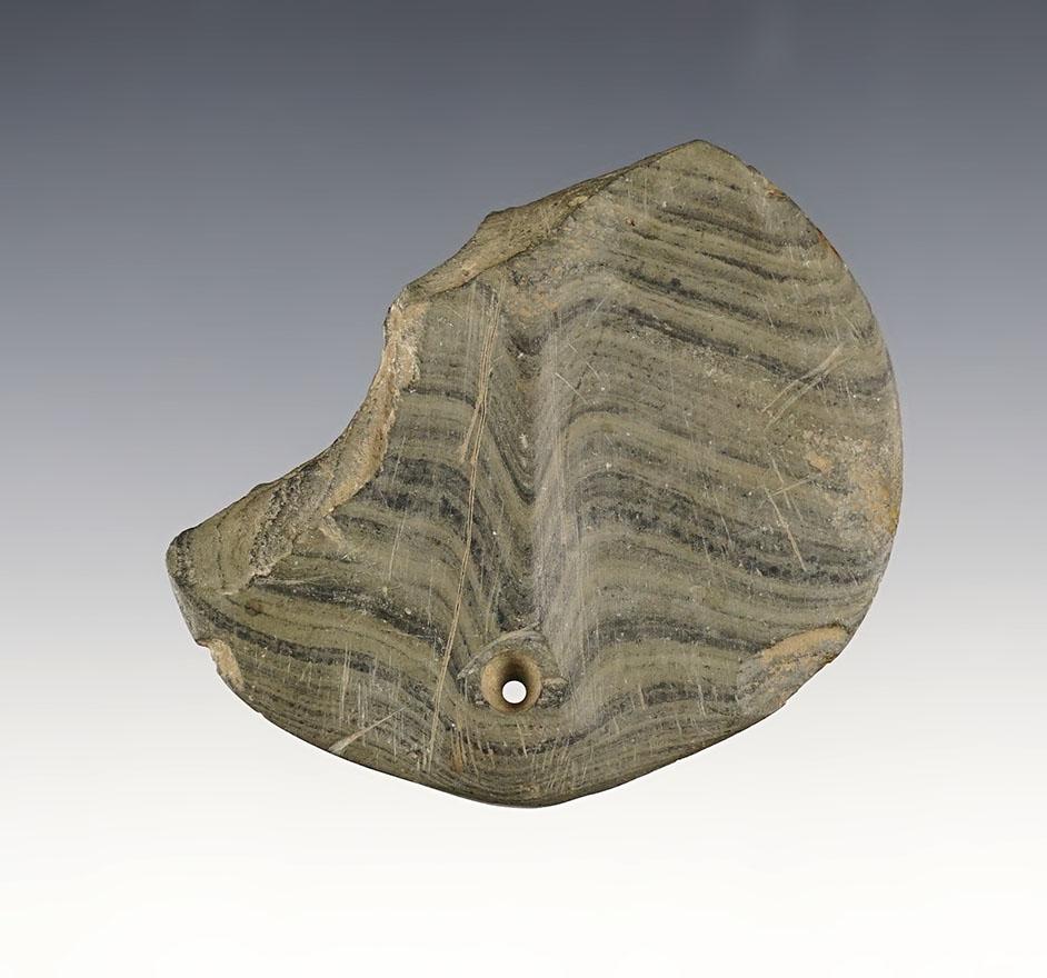 2 11/16" Uniquely styled Banded Slate Pendant with a raised center ridge on both faces.