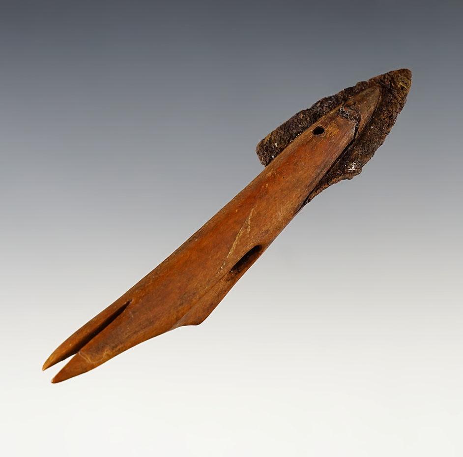 3 15/16" heavily patinated Inuit Ivory Harpoon Toggle that still retains the original iron point.
