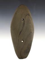 5 13/16" Oval Pendant made from green and black Banded Slate. Found in Michigan.