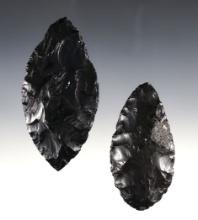 Pair of nice Obsidian Blades found near Tule Lake in Modoc Co., California. Ex. Haynes.