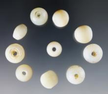 Set of 10 Opal Wire Wound Beads - Townley Reed Site, Geneva, New York. Circa 1710-1745.