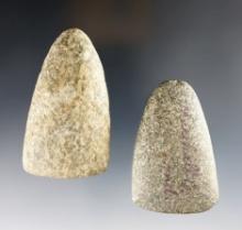 Pair of nicely styled stone Adzes. Largest is 2 13/16" and is from the Cameron Parks collection.