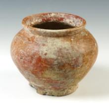 3 5/8" tall by 4 1/2" wide Ban Chiang Pottery Vessel with excellent age on surface. Thailand.