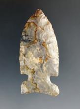 2 1/2" classic style Archaic Sidenotch made from multi-color Coshocton Flint. Found in Ohio.