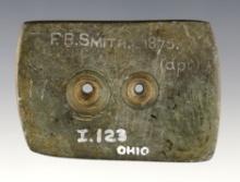 2 7/16" Ohio Gorget found in Ohio. Ex. F. B. Smith, 1875. Ex. Western Reserve Historical Society.