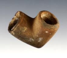 1 1/2" Sandstone Elbow Pipe with incised lin. Feurt Village Site in Scioto Co., Ohio. Ex. Copeland.