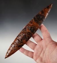 Huge 10 1/4" Colima Bi-Pointed Knife made from Mahogany Obsidian. Southern Mexico.