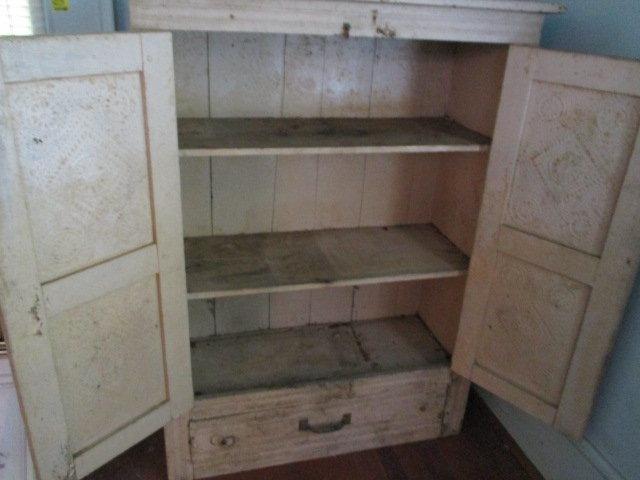 Rustic  Cabinet/Hutch with Metal Punch Inserts