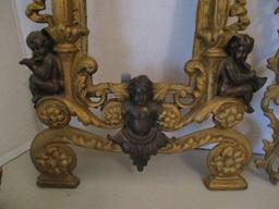 Vintage Gold Painted Metal Candle Holders, Photo Frames and Tid-bit Dish