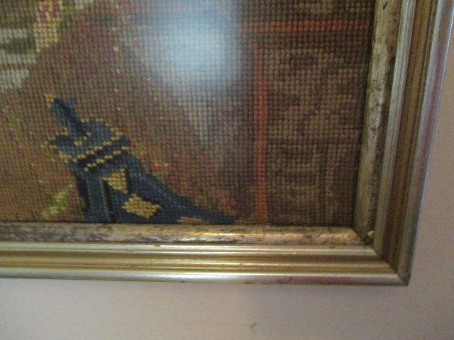 Large Framed Needle Work of Maiden