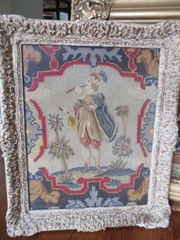 Three Framed Vintage Needle Works of Renaissance Scenes